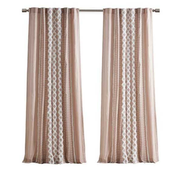 Blush Chenille Stripe Curtain Panel, 84 in. Kirklands Home