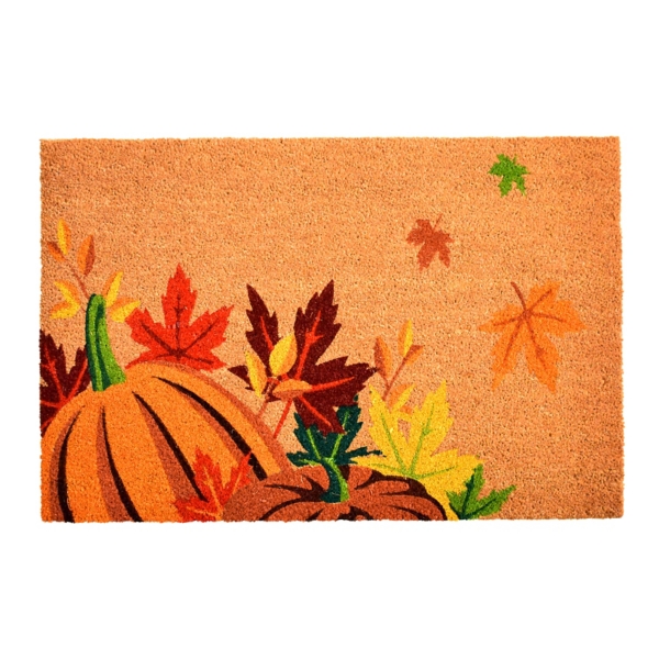 Leaves and Pumpkins Fall Coir Doormat Kirklands Home