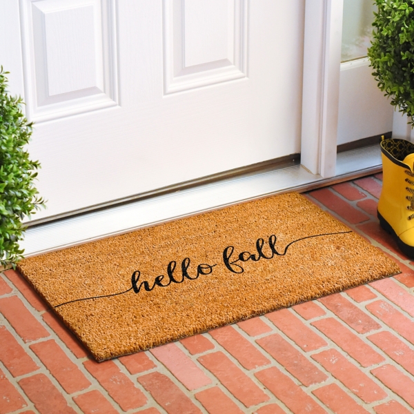 Cursive Hello Fall Coir Doormat