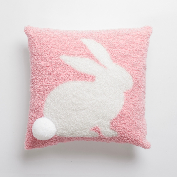 Pink Bunny Hooked Pillow