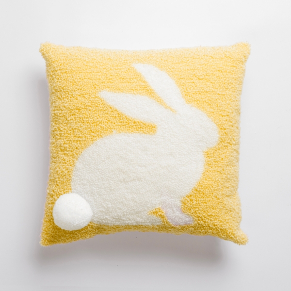 Yellow Bunny Tail Hooked Throw Pillow