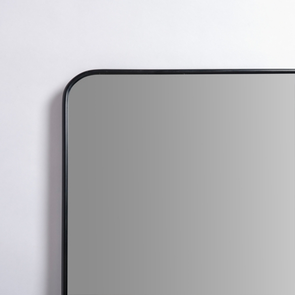 Black Nouveau Linear Curved Corner Mirror