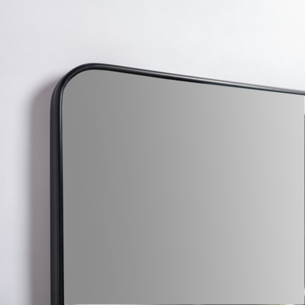 Black Nouveau Linear Curved Corner Mirror