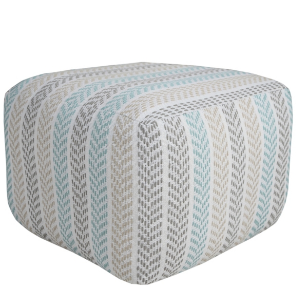 Turquoise and Tan Chevron Cotton Pouf Kirklands Home