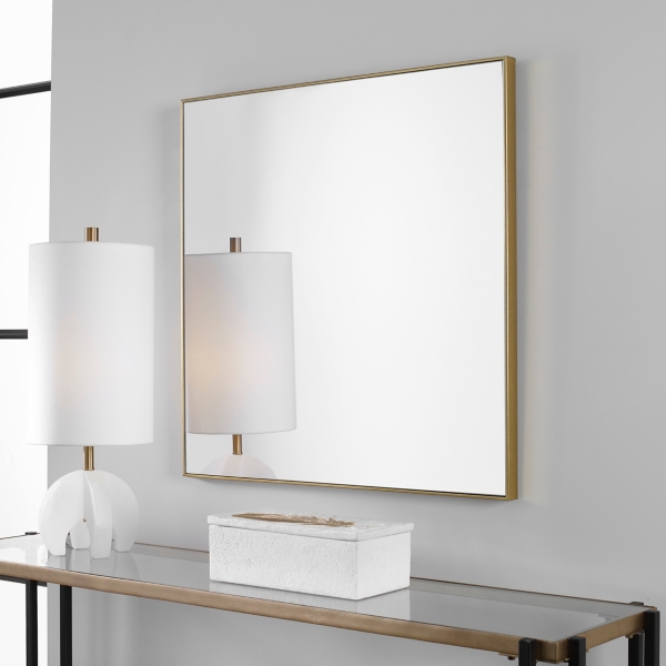 Brushed Gold Metal Square Framed Mirror | Kirklands Home