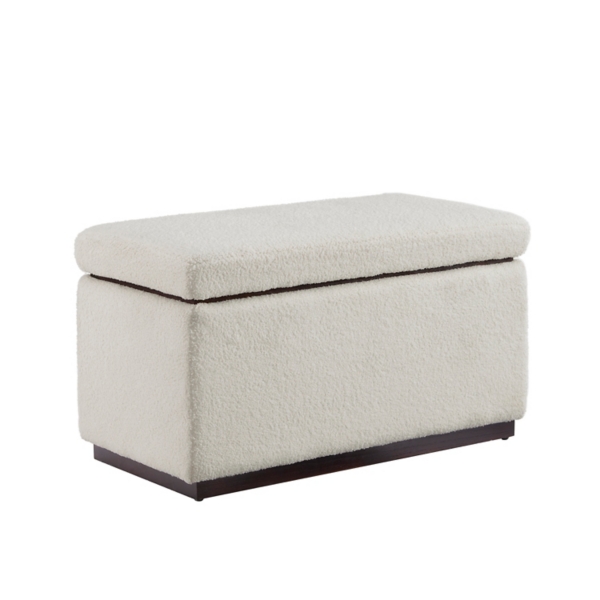 Ivory Sherpa & Walnut Rectangle Storage Ottoman Kirklands Home