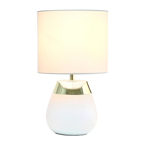 White and Metallic Gold 4-Touch Table Lamp