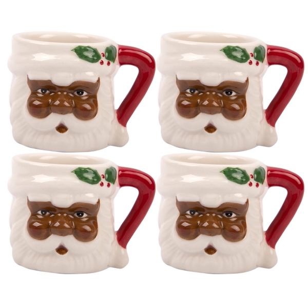 Santa Face Espresso Mugs, Set of 4