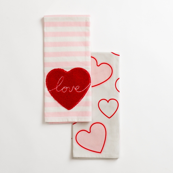 Pink & Red Hearts Kitchen Towels, Set of 2 | Kirklands Home