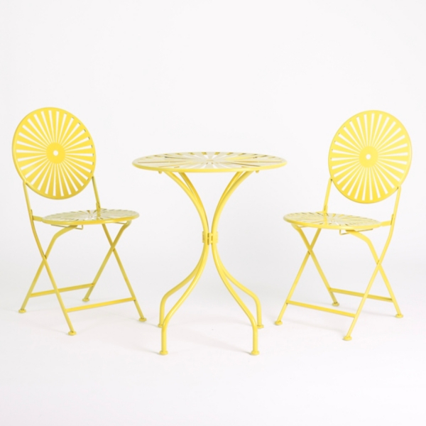 Yellow metal outlet bistro set