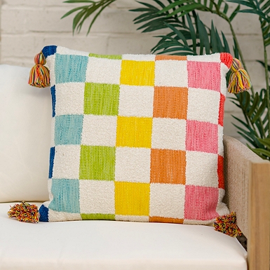 Black & White Checkered Outdoor Accent Pillow