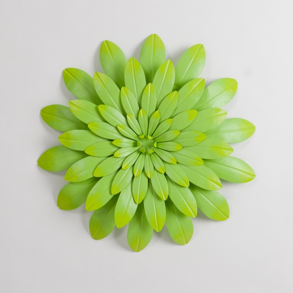 Lime Metal Flower Outdoor Wall Plaque