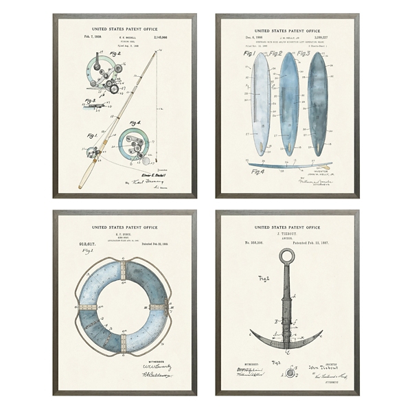 Nautical Patent Framed Art Prints, Set of 4 Kirklands Home