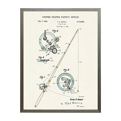 Vintage Fishing Lure Patent Framed Art Print, Ivory/Blue, Small | Kirkland's Home