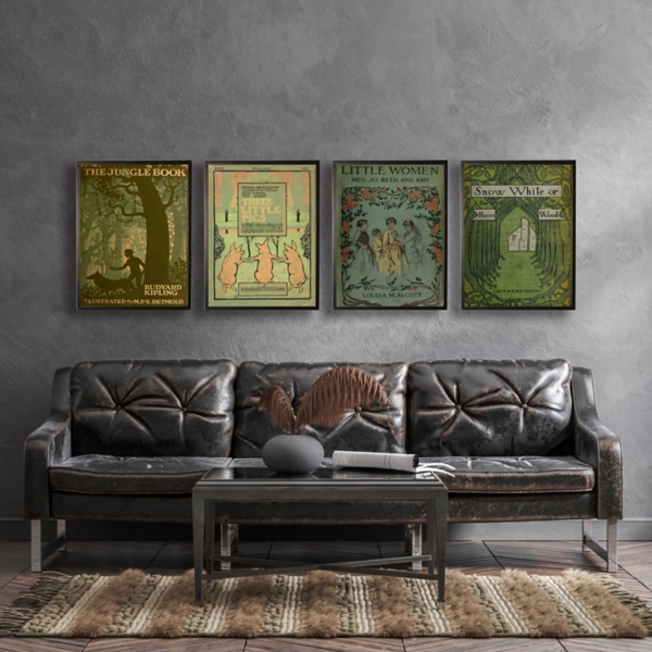 Vintage Little Women Book Cover Framed Wall Art