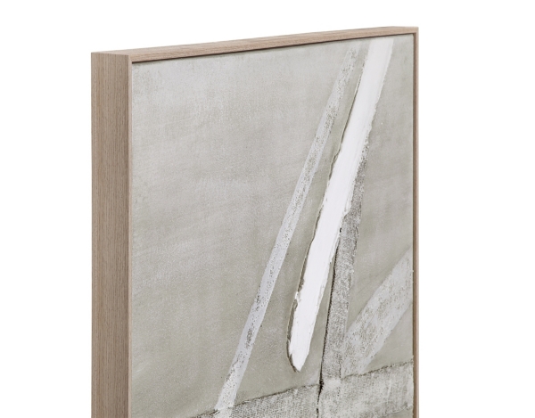 Gray and White Abstract Framed Canvas Art Print