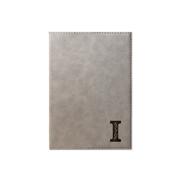 Gray Faux Leather Floral Monogram I Journal