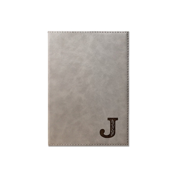 Gray Faux Leather Floral Monogram J Journal
