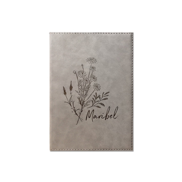 Personalized Gray Faux Leather Wildflower Journal