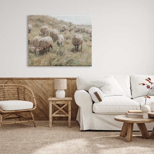 Rural Grazing Sheep Canvas Art Print, 48x36 in.