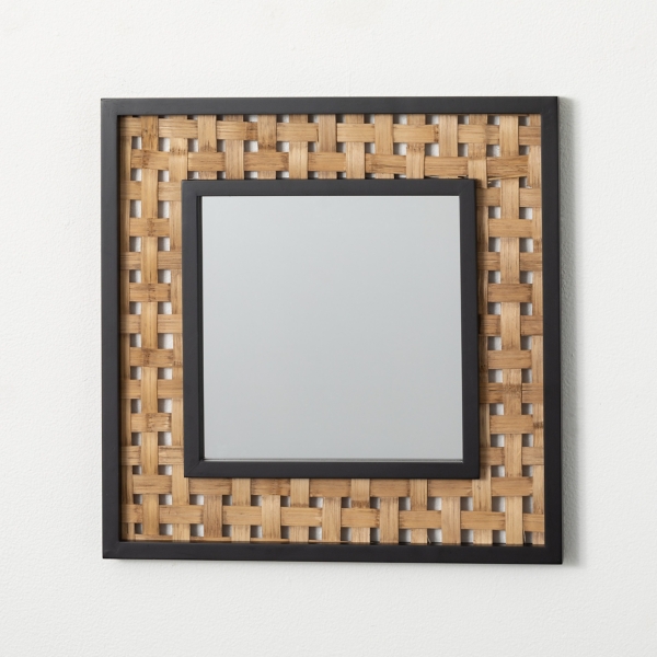 Wood and Woven Rattan Wall Mirror Kirklands Home
