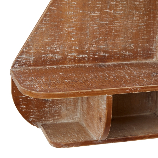 Brown Wood Sailboat Wall Shelf