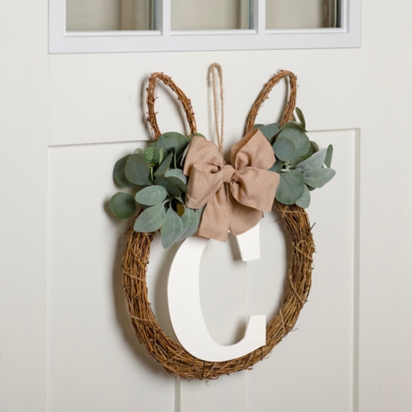 Monogram C Bunny Ear Wreath