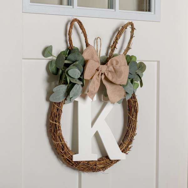 Monogram K Bunny Ear Wreath Kirklands Home