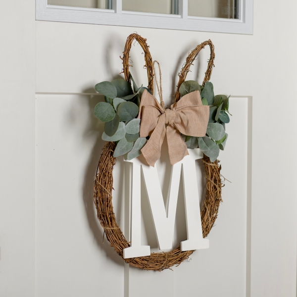 Monogram M Bunny Ear Wreath