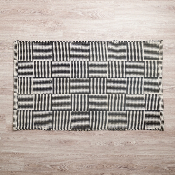 Black Basketweave Scatter Rug