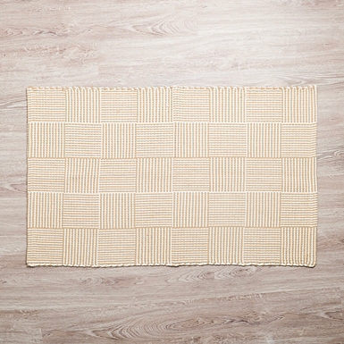 White & Natural Jute Thin Chevron Scatter Rug