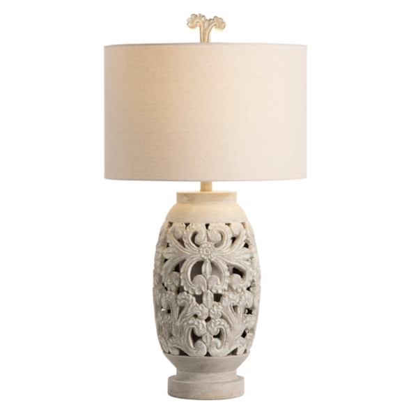 Cream Carved Floral Table Lamp Kirklands Home