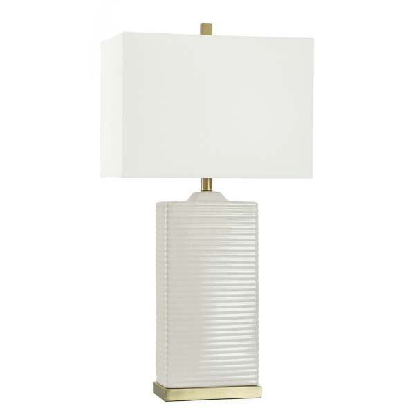 Ivory Ribbed Ceramic Rectangular Table Lamp | Kirklands Home