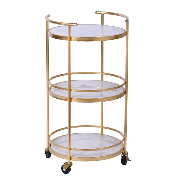 White Marble and Gold 3Tier Bar Cart Kirklands Home