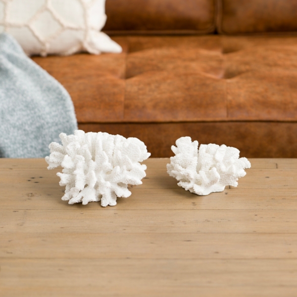 White Coral Statues, Set of 2