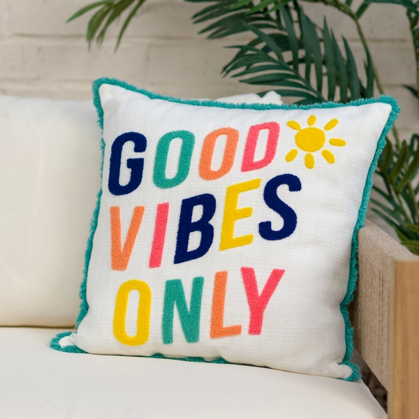 Colorful Good Vibes Only Outdoor Pillow | Kirklands Home