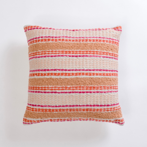 Coral Boucle Stripes Outdoor Pillow