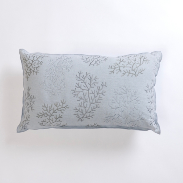 Blue Embroidered Coral Lumbar Pillow Kirklands Home