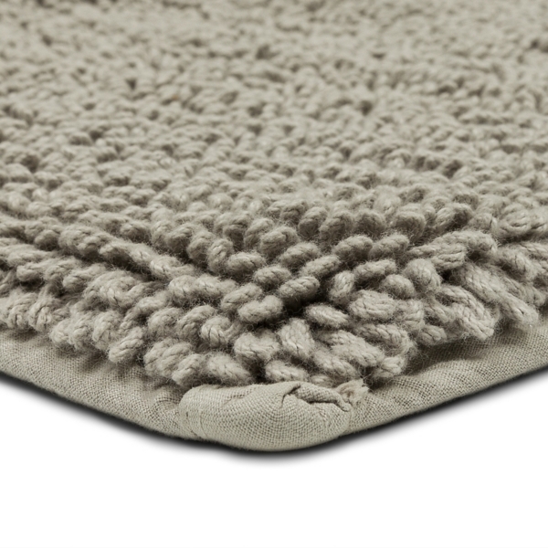 High Pile Silver Cotton Non-Skid Classic Bath Mat