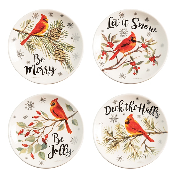 Cardinal Christmas Ceramic Plates, Set of 4 Kirklands Home