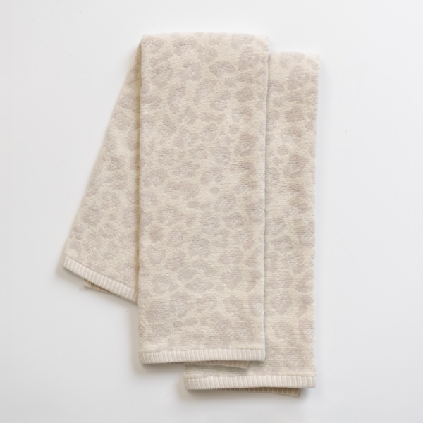 Ivory Leopard Print Velour Hand Towels, Set of 2 Kirklands Home