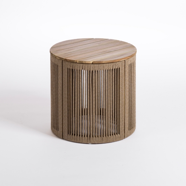 Rope and Wood Outdoor Accent Table
