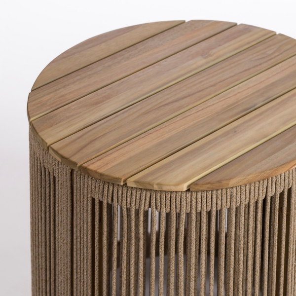 Rope and Wood Outdoor Accent Table