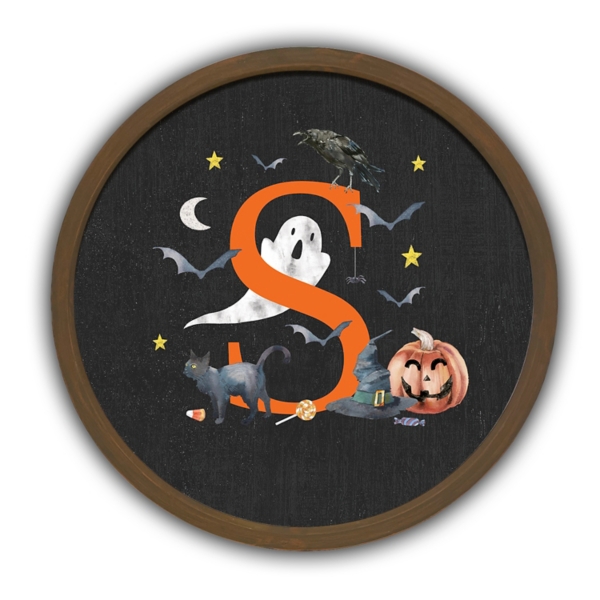 Halloween Monogram S Brown Framed Wall Plaque | Kirklands Home