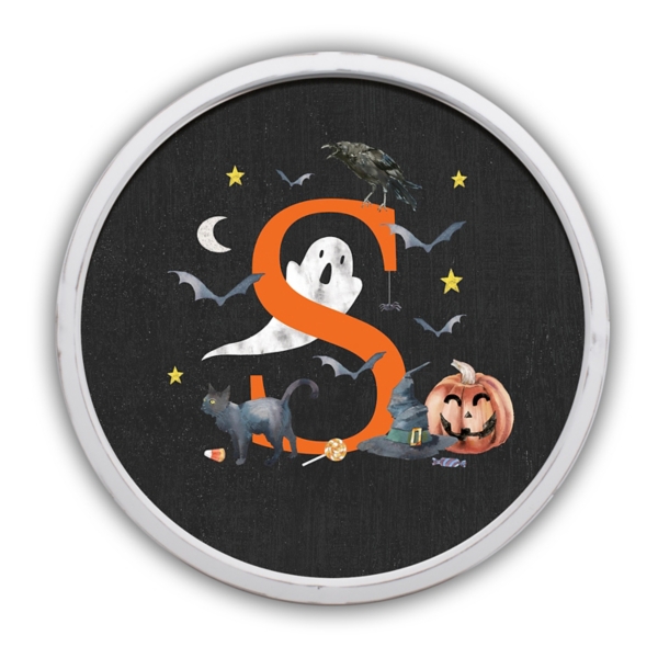 Halloween Monogram S White Framed Wall Plaque Kirklands Home