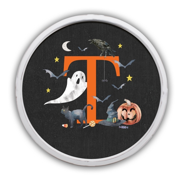 Halloween Monogram T White Framed Wall Plaque