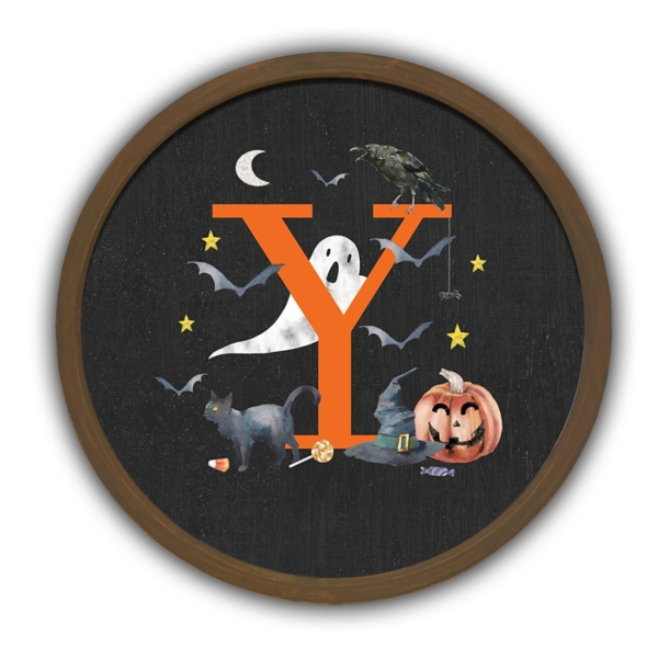 Halloween Monogram Y Brown Framed Wall Plaque | Kirklands Home