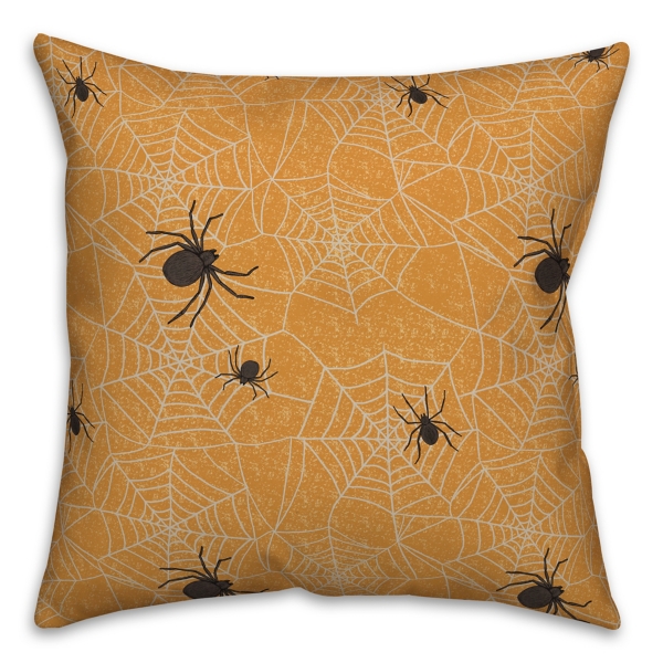 Orange Spiderweb Halloween Throw Pillow | Kirklands Home