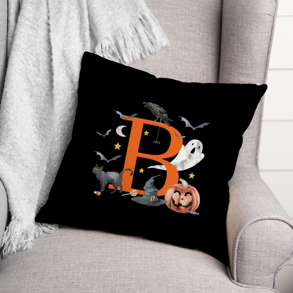 Monogram B Halloween Indoor/Outdoor Pillow