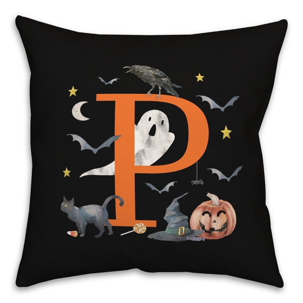 Monogram P Halloween Indoor/Outdoor Pillow Kirklands Home